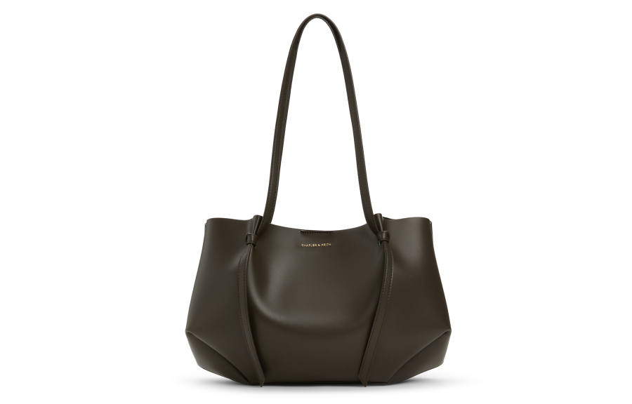 CHARLES&KEITH Pu Shoulder Bag Large Women's Dark Moss Dark Moss Green/Toffee Medium Umber/Dark Coffee