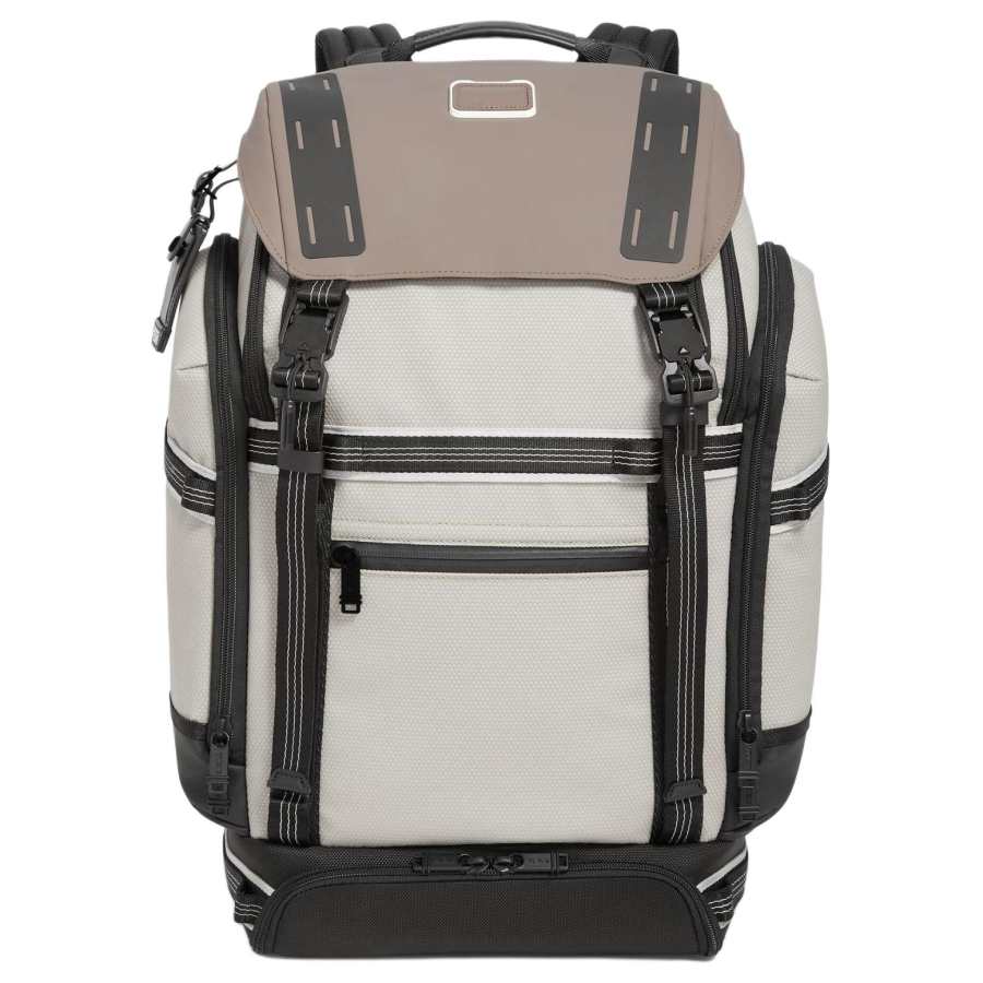 TUMI TUMI Fabric Backpack Men's Gray & White & Brown