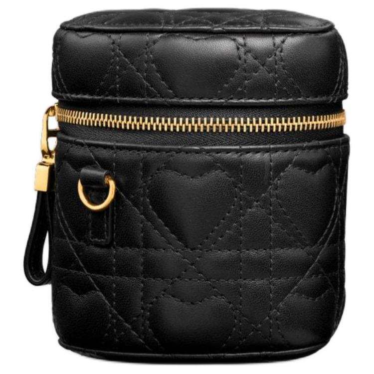 DIOR Caro Sheepskin Makeup Bag Micro Women's Black