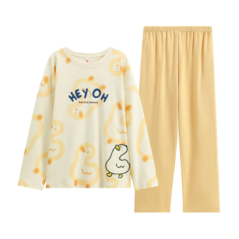 FENTENG Pajama Set Women's Beige Yellow