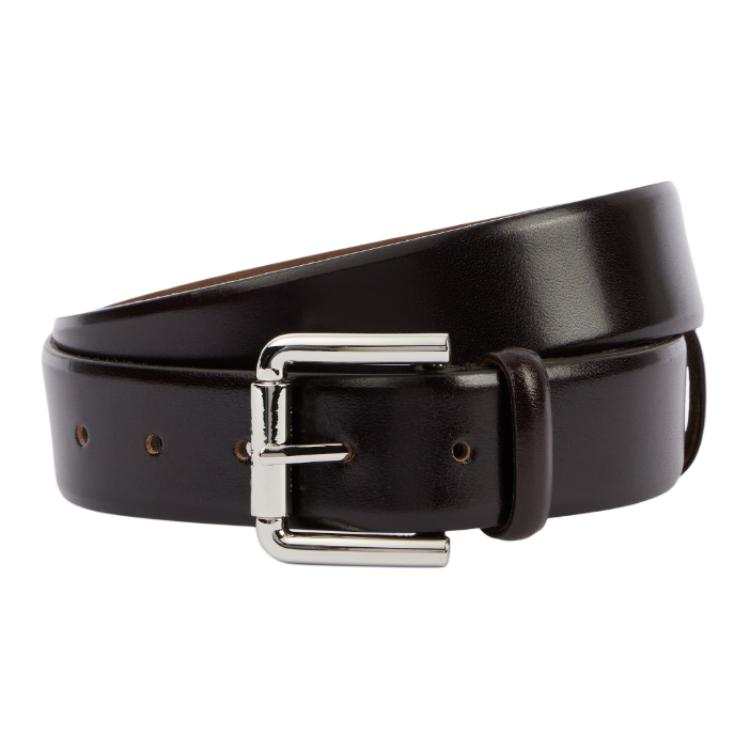 'S MAX MARA Solid Color Design Leather Belts Women's Black Width 3.5cm