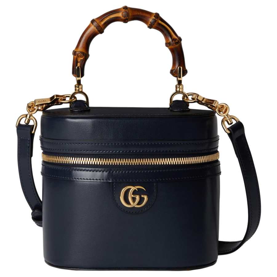 GUCCI Leather Handbag, Shoulder Bag, Crossbody Bag Mini Women's Dark Blue