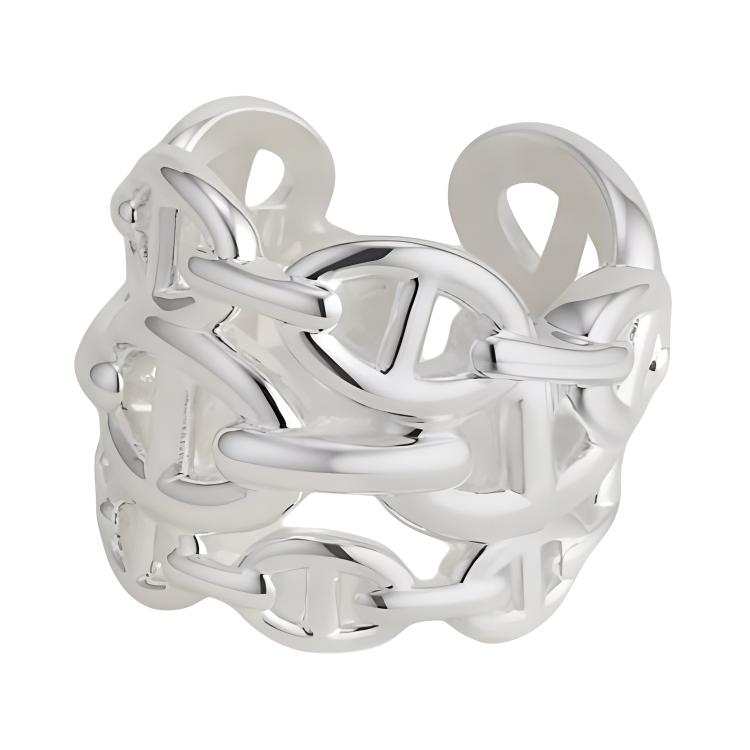 HERMES Chaine D'Ancre 925 Sterling Silver Rings Women's Silver