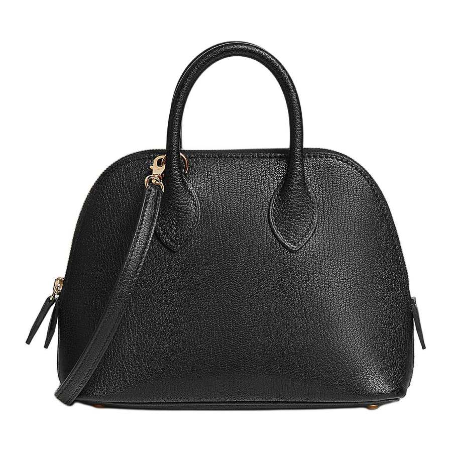 HERMES Bolide Chamkila Goatskin Bowling Bag, Portable Crossbody Bag, Shoulder Bag Mini Women's 89 Noir Black
