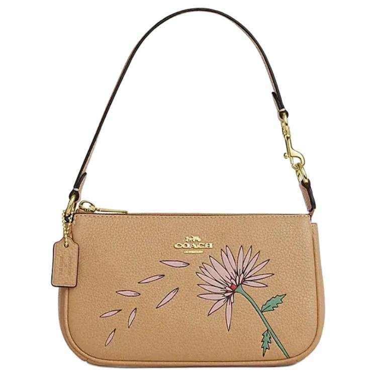 COACH Observed By Us Collaboration Nolita Cow Leather Crossbody Bag, Shoulder Bag Small Women's Brown Yellow