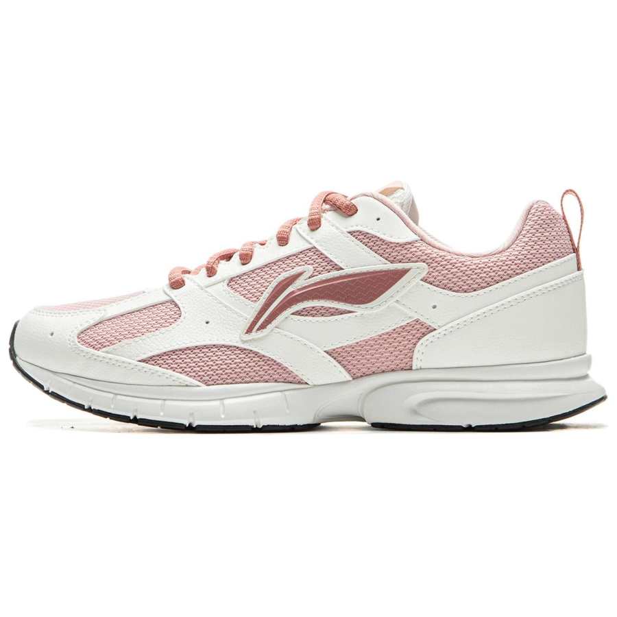 Li-Ning Li Ning Cushioning Slip Resistant Abrasion Resistant Breathable Low top Running Shoes Women's White Pink
