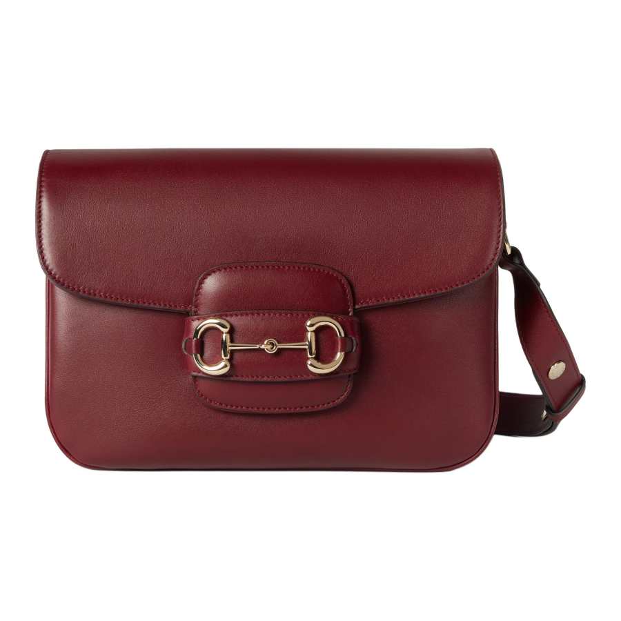 GUCCI Horsebit 1955 Soft Leather Crossbody Bag, Shoulder Bag Women's Ancora Red