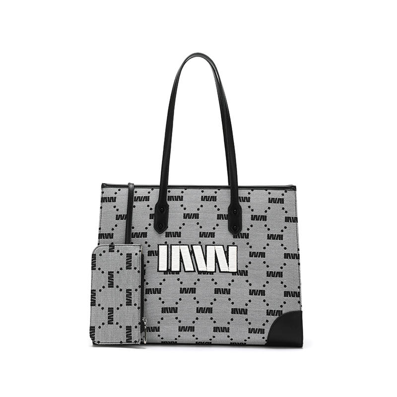 SEPTWOLVES Polyester Tote Bag, Shopping Bag, Shoulder Bag Regular Women's Gray