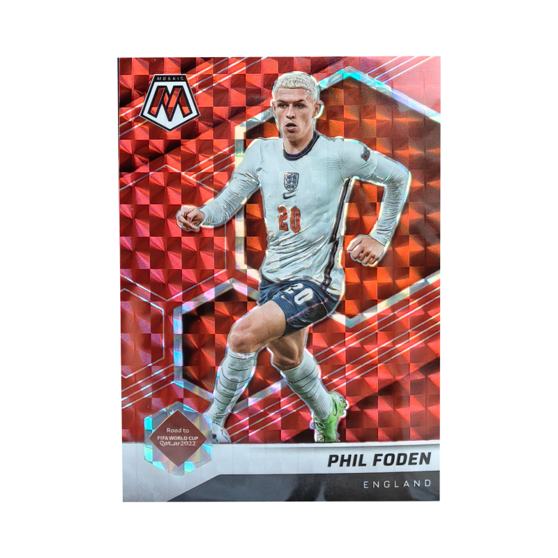 PANINI Foden England, Manchester City, World Cup, Red Mosaics Refringence, Player Cards, Card Collection Pass