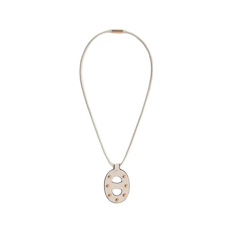 HERMES Calfskin Pendants Women's Brown/White/Black