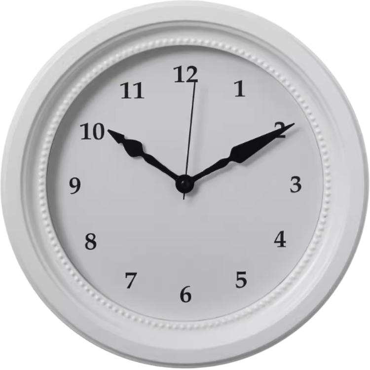 IKEA Quartz Movement Steel Wall Clock Unisex White