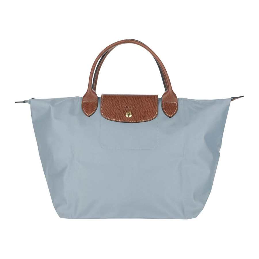 LONGCHAMP Le Pliage Polyamide Canvas With Leather Trim Dumpling Bag Handbag Medium Women's Steel Gray