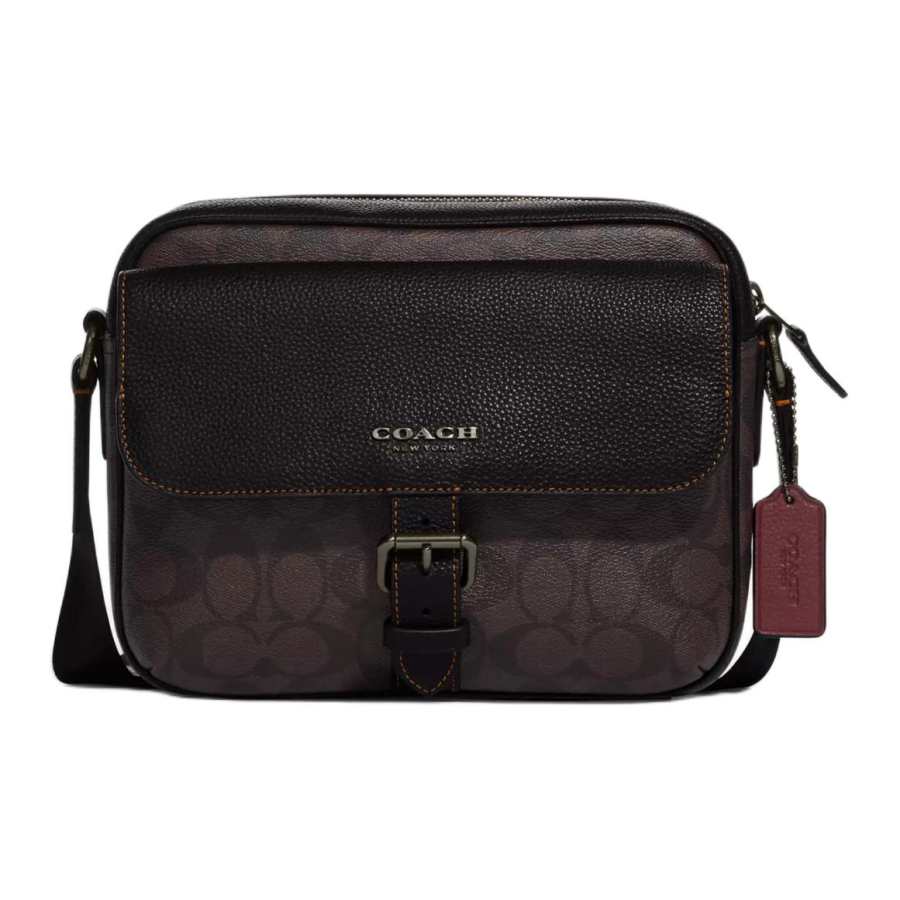 COACH Hudson Leather Crossbody Bag, Shoulder Bag Medium Men's Bronze & Black