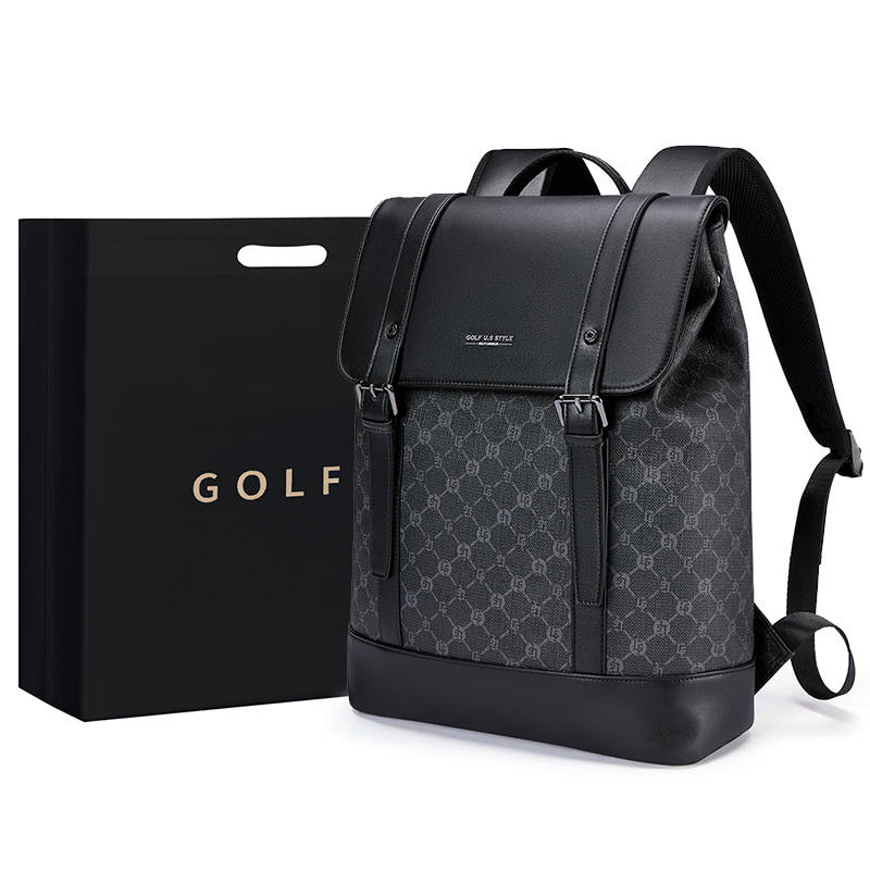 GOLF GOLF PVC With Synthetic Leather Backpack Large Men's Gray & Black