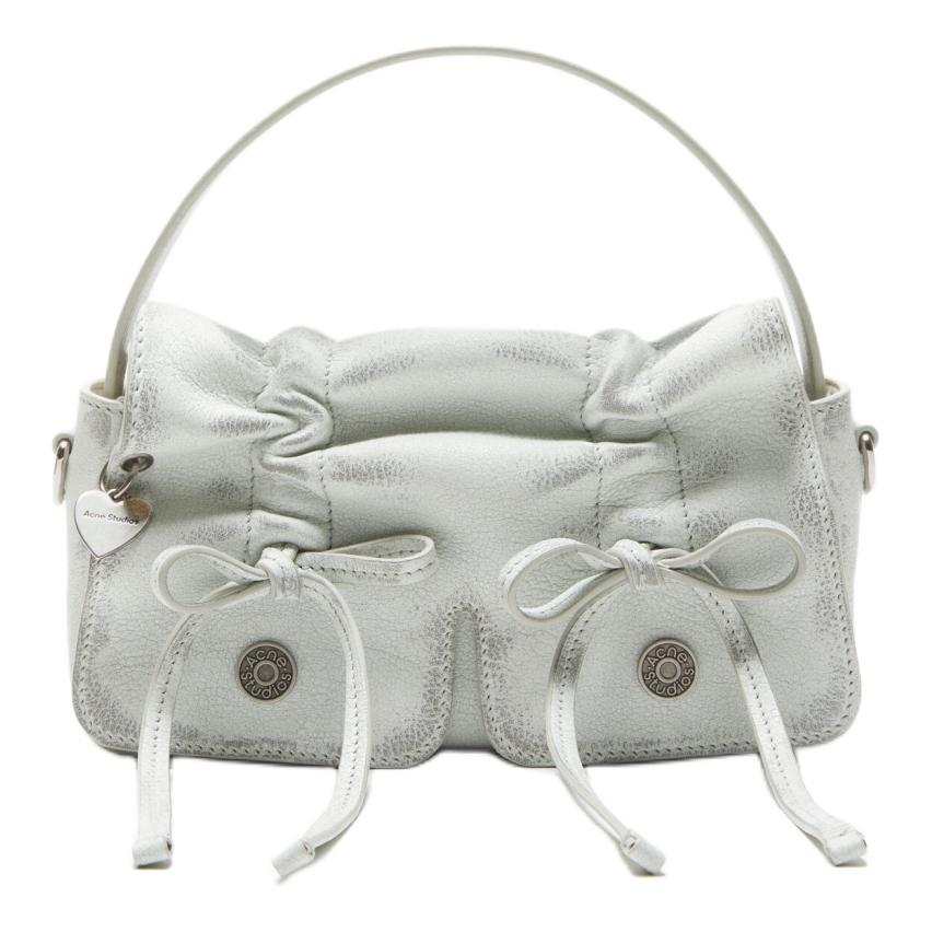 Acne Studios Calfskin Shoulder Bag, Crossbody Bag, Handbag Extra Mini Women's White & Gray