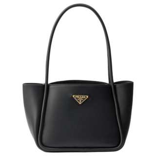 PRADA Triangle Grain Leather One Shoulder Handbag Mini Women's Black