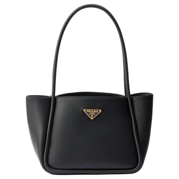 PRADA PRADA Triangle Grain Leather One Shoulder Handbag Mini Women's Black