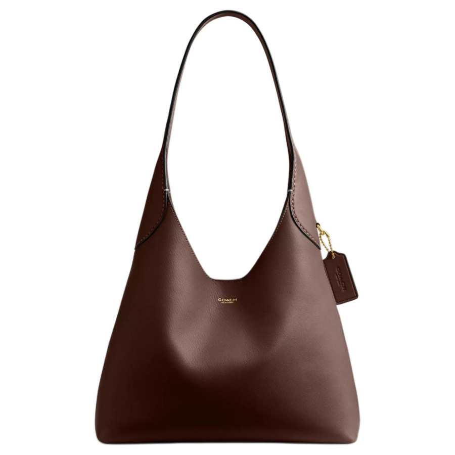 COACH Brooklyn Grain Leather Hobo Bag, Handbag, Shoulder Bag Small Women's Maple Brown