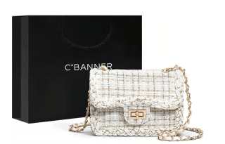 C°BANNER Fabric Shoulder Bag, Crossbody Bag Regular Women's White/Black