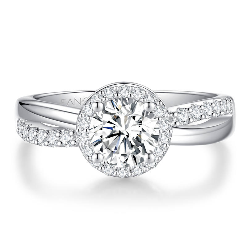 FANCI 925 Sterling Silver With Full Diamond Inlaid White Gemstone Rings Women's Gift Box Set