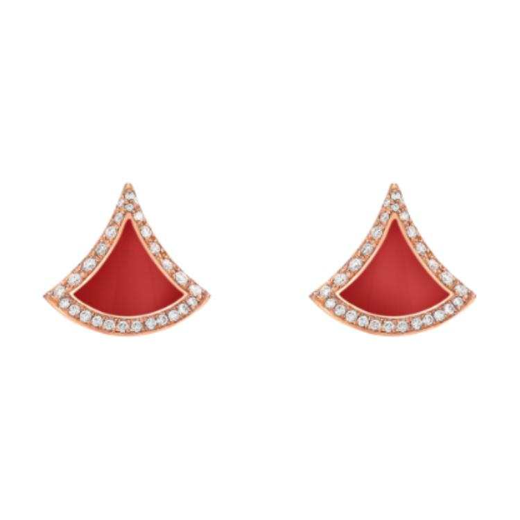 BVLGARI 18K Rose Gold Earrings Women's Red