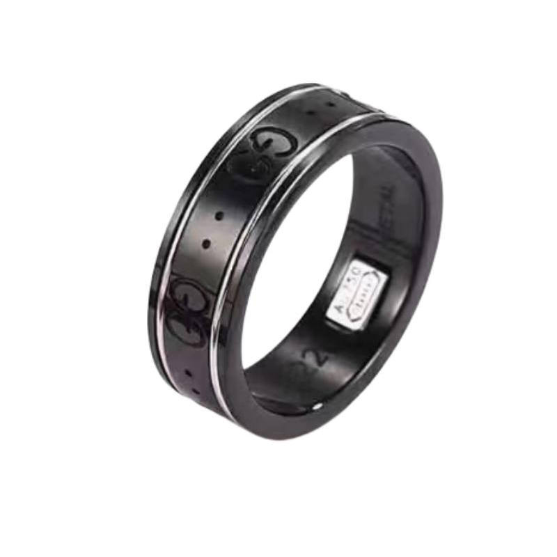 GUCCI 18K White Gold Rings Women's Black