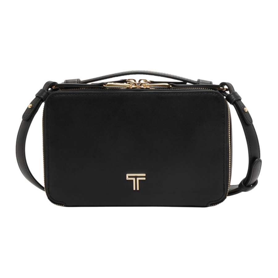 TUMI Voyageur Leather Handbag, Shoulder Bag, Crossbody Bag Women's Black & Light Gold