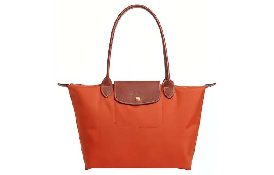 LONGCHAMP Le Pliage Polyamide Canvas With Leather Tote Bag, Shopping Bag, Handbag, Shoulder Bag Women's Orange