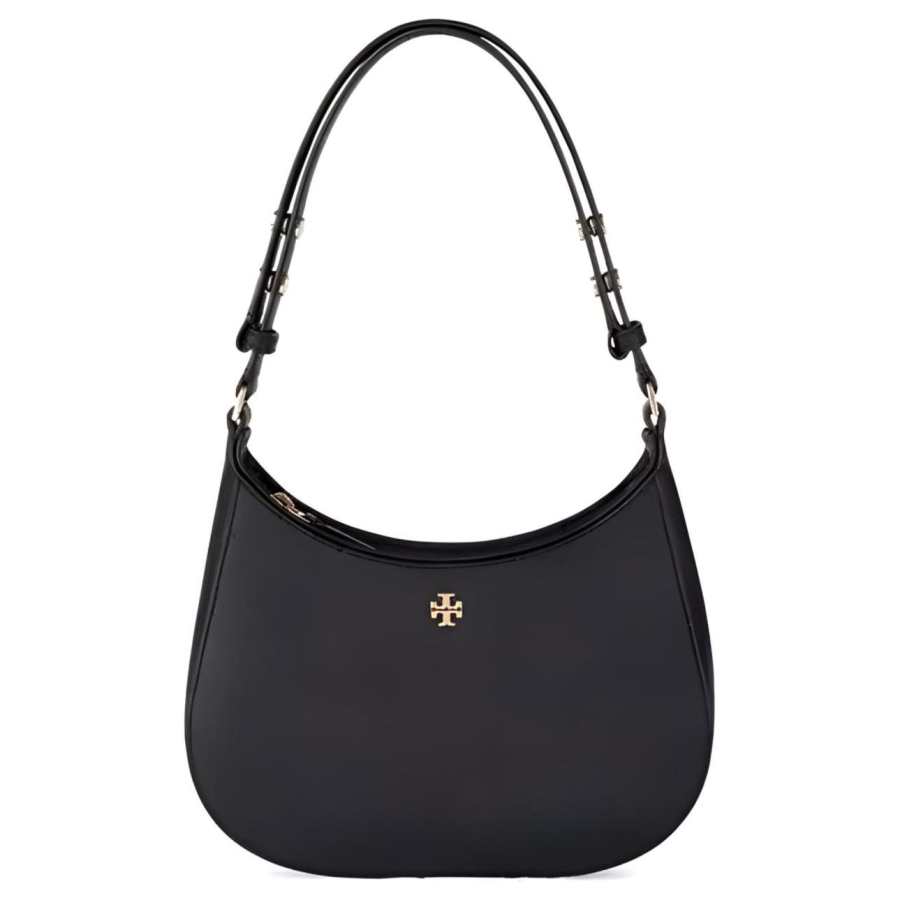 TORY BURCH Emerson Leather Crescent Bag, Shoulder Bag, Handbag Small Women's Black