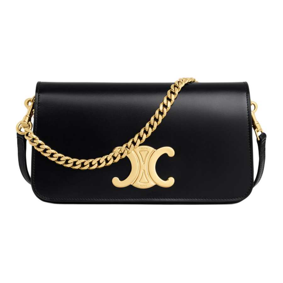 CELINE MULTIPOCHETTE Shiny Cow Leather Portable Crossbody Bag, Shoulder Bag Women's Black