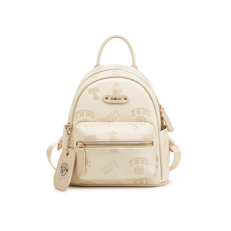 Teenie Weenie Pu Backpack Regular Women's Cream Yellow, Cherry Blossom Pink
