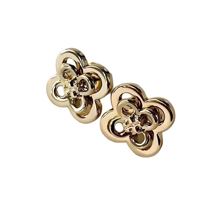 TORY BURCH 【Zoomed Imagery】Kira Clover stacked stud earrings