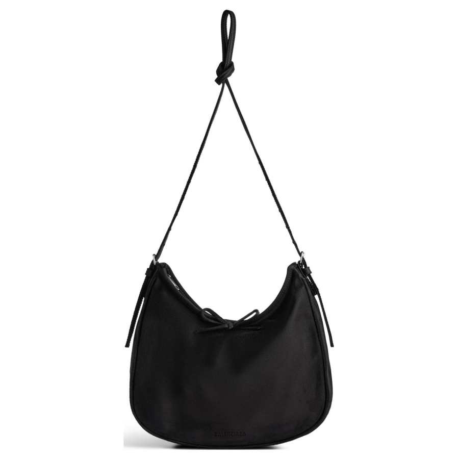 Balenciaga Viscose Imitation Silk Crescent Bag, Crossbody Bag, Shoulder Bag Small Women's Black