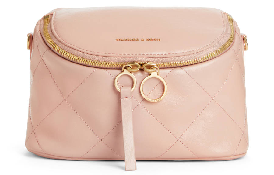 CHARLES&KEITH Pu Crossbody Bags Small Women's Black/Cream Milk White/Pink/Slate Blue Gray Blue