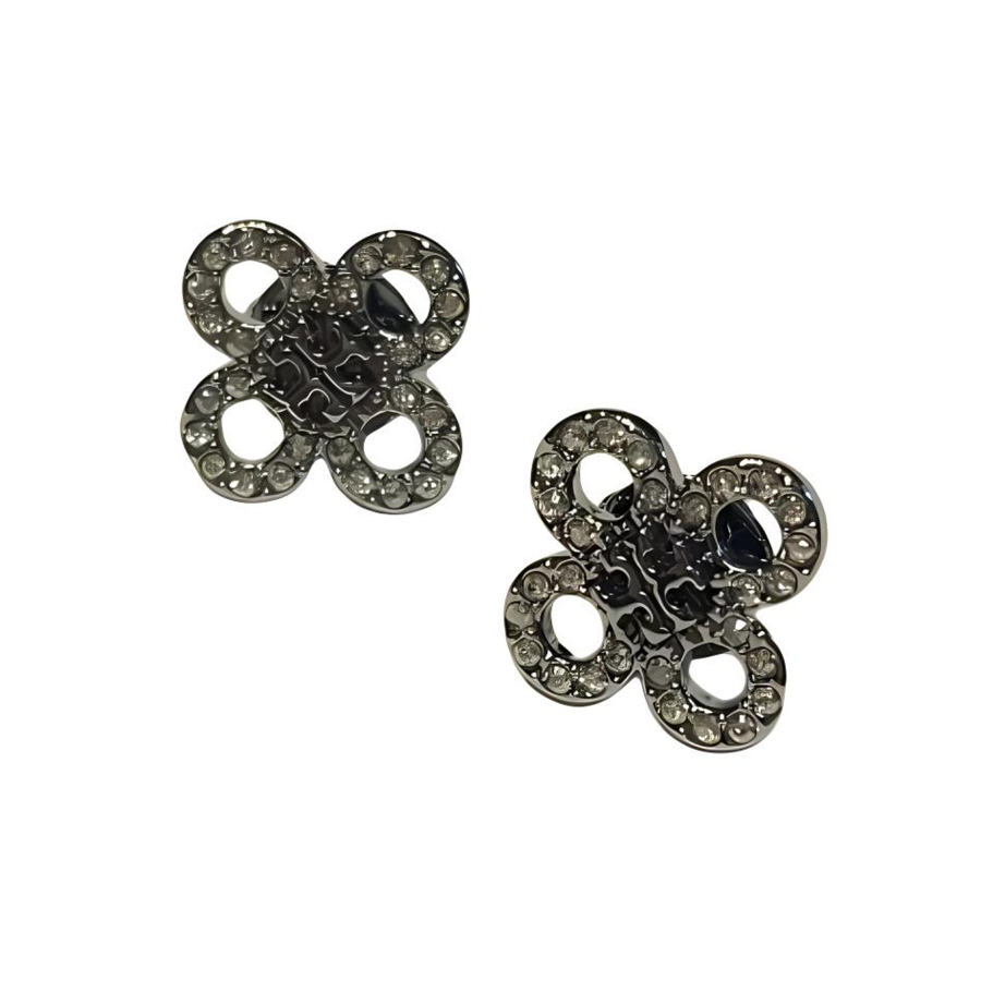 TORY BURCH 18K Gold Plated, Glass, Brass Stud Earrings Women's Silver