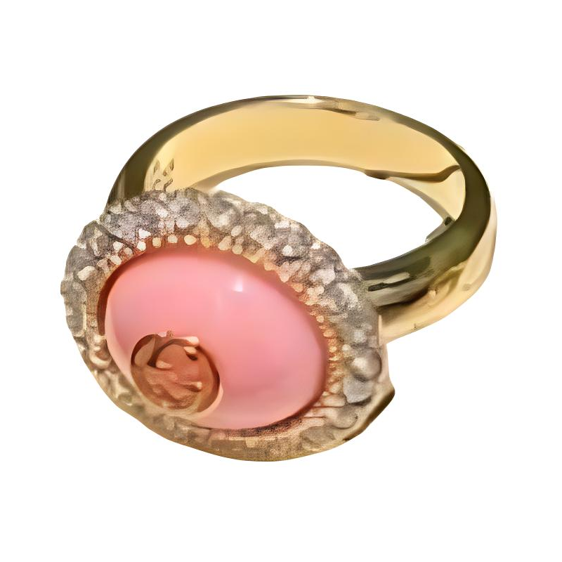 GUCCI Crystal Resin Metal Rings Unisex Pink