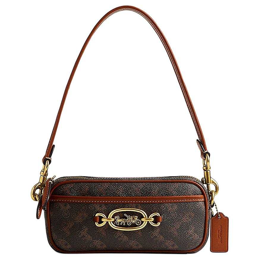 COACH Canvas With Leather Handbag, Shoulder Bag Small Women's Truffle Polished Amber