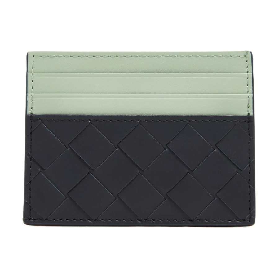 Bottega Veneta Intrecciato Calfskin Card Holder Men's Blue & Green