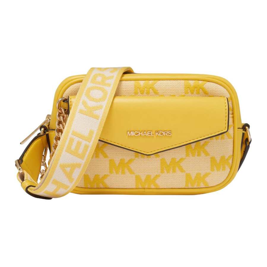 MICHAEL KORS Maisie Artificial Leather Shoulder Bag, Crossbody Bag Small Women's Yellow & White