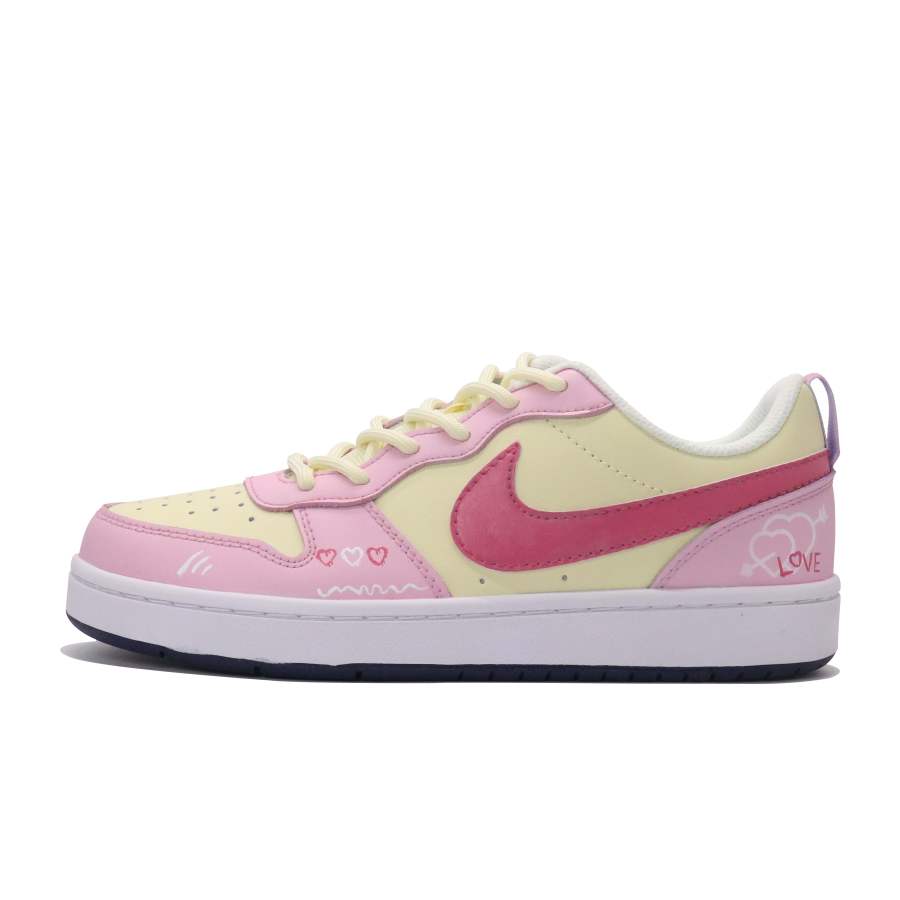 Nike Nike Court Borough Skateboard Shoes Women's Low Top White/Pink/Yellow