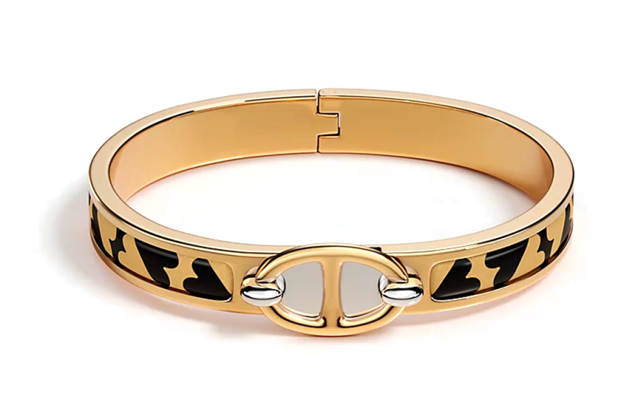 HERMES HERMES Patterned Print Mini Clic Bangles Women's Gold/Black