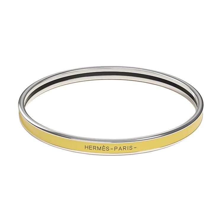 HERMES HERMES Uni Enamel, Palladium Plated Bangles Women's Gold