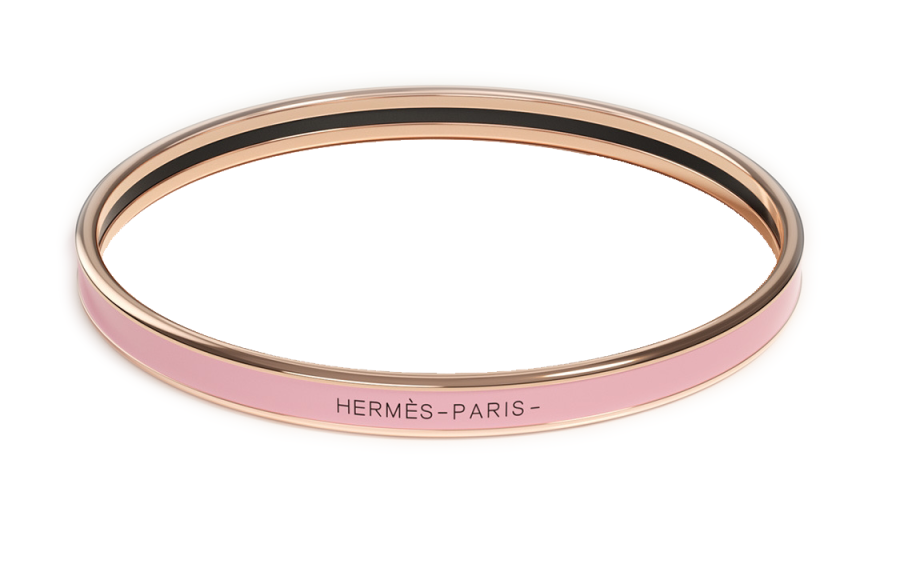HERMES HERMES Uni Enamel Rose Gold Bangles Women's