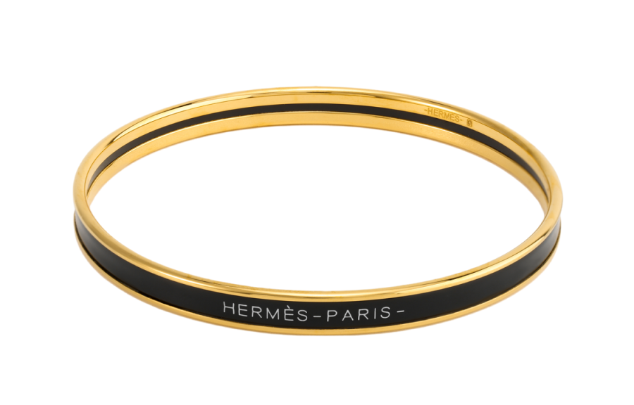 HERMES HERMES Uni Gold Plated Bangles Unisex Black