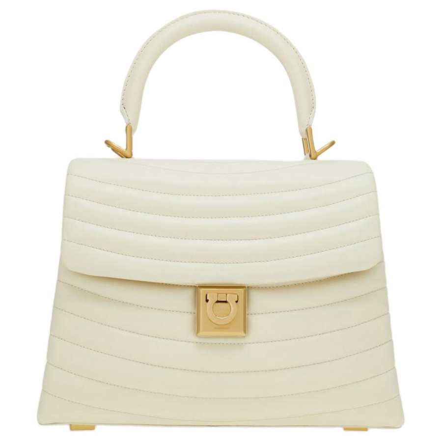 FERRAGAMO Calfskin Shoulder Bag, Crossbody Bag, Handbag Medium Women's Mascarpone Color