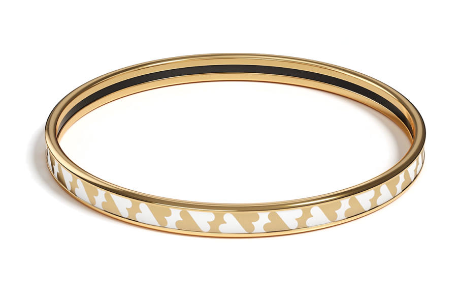 HERMES HERMES Enamel Bangles Women's Gold/White