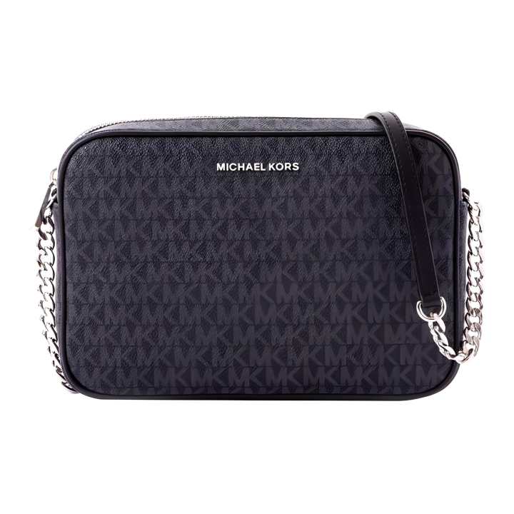 MICHAEL KORS MICHAEL KORS Jet Set Leather, PVC Camera Bag, Crossbody Bag, Shoulder Bag Medium Women's Black