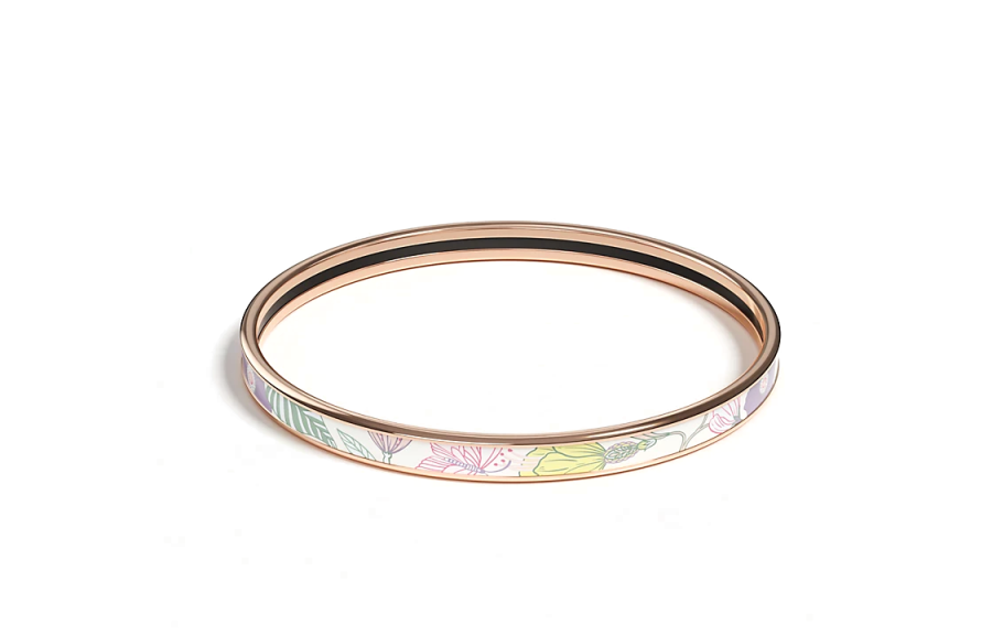 HERMES Enamel, Rose Gold Plated, Hardware Accessories Bangles Women's Rose Gold