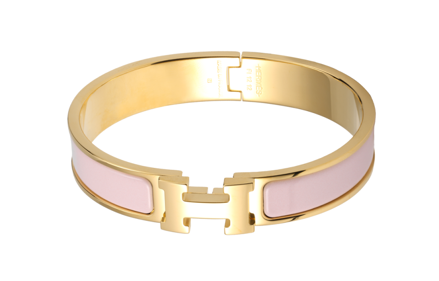 HERMES HERMES Clic H Enamel Bangles Women's Gold, Pink
