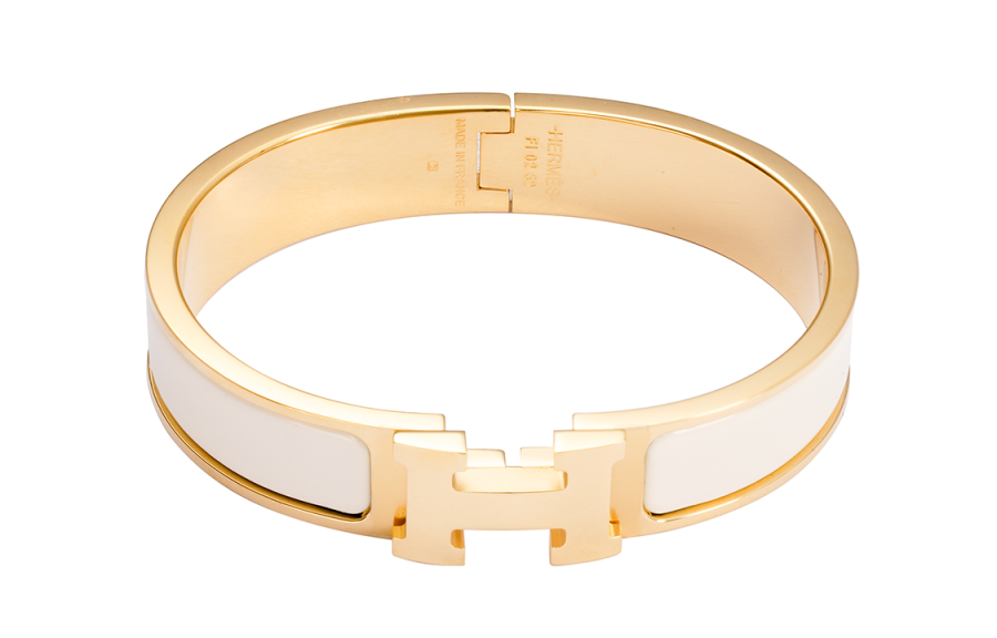 HERMES HERMES Clic H Bangles Women's Cream White/Gold